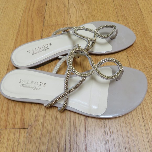 CLEARANCE - Talbots Gold chain thong flat sandals size 7 - Picture 3 of 7